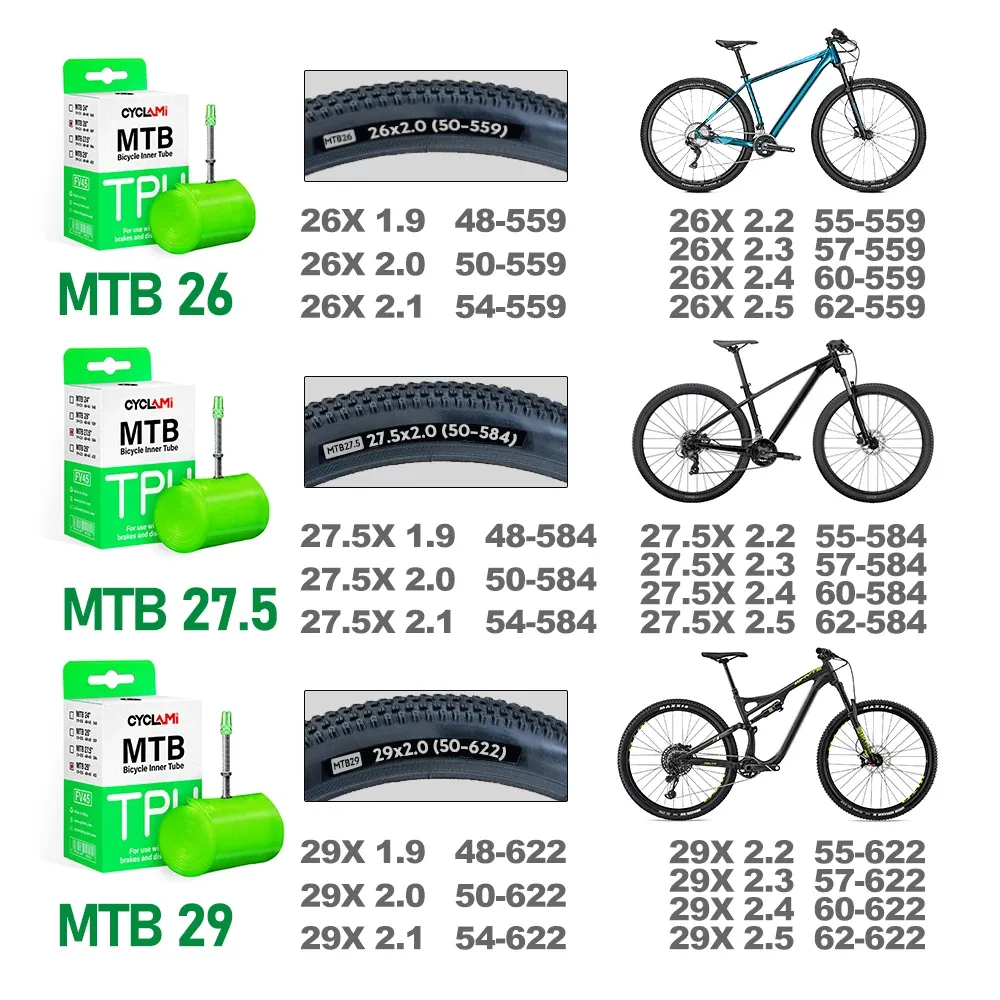 Ultralight TPU Bicycle Inner Tube for Mountain Bikes - 26, 27.5, 29 Inch Wheels, 45mm Metal Presta Valve, Anti-Oxidation, CYCLAMI Brand showcase 2