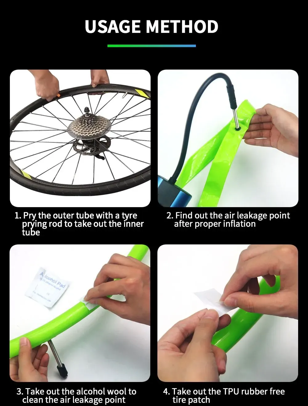 CYCLami 8-Piece Bike Inner Tube Repair Kit for Road MTB Folding Bicycles - Durable TPU Material, Glue-Free Patching Tools for Quick Puncture Fixes showcase 8
