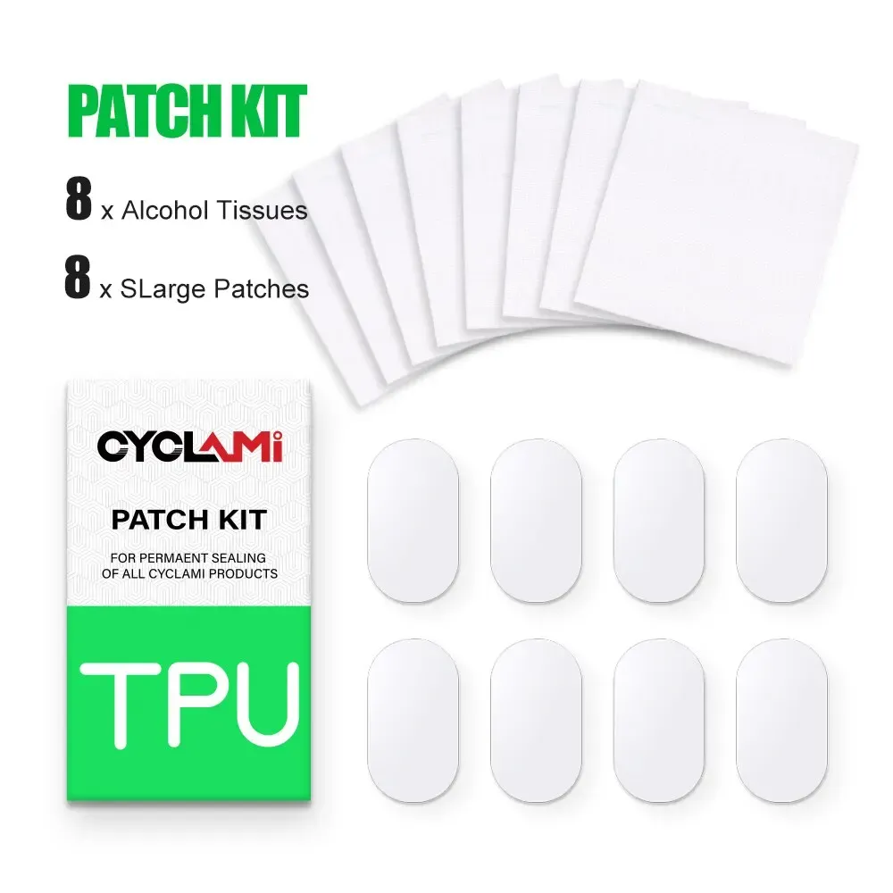 CYCLami 8-Piece Bike Inner Tube Repair Kit for Road MTB Folding Bicycles - Durable TPU Material, Glue-Free Patching Tools for Quick Puncture Fixes