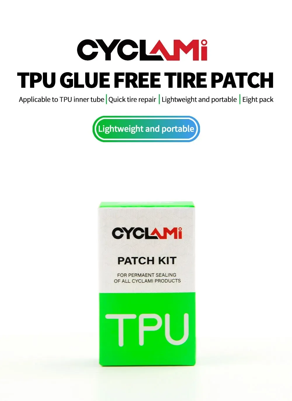 CYCLami 8-Piece Bike Inner Tube Repair Kit for Road MTB Folding Bicycles - Durable TPU Material, Glue-Free Patching Tools for Quick Puncture Fixes showcase 1