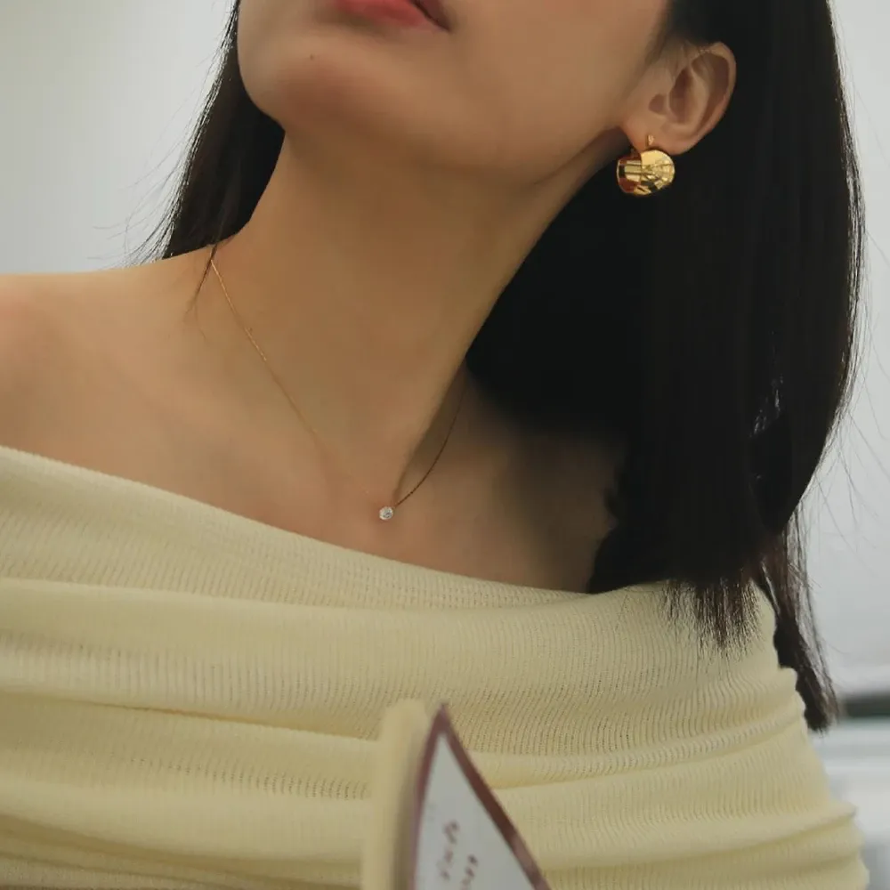 Dainty Minimalist Gold Plated Stainless Steel Necklace with Clear Zircon Charm - Anti-Tarnish Chain Jewelry for Women showcase 6