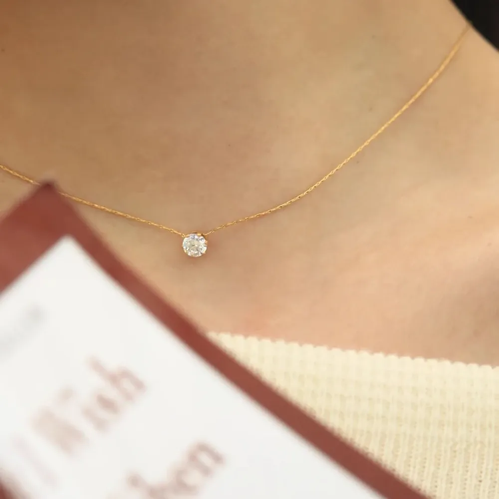 Dainty Minimalist Gold Plated Stainless Steel Necklace with Clear Zircon Charm - Anti-Tarnish Chain Jewelry for Women showcase 4