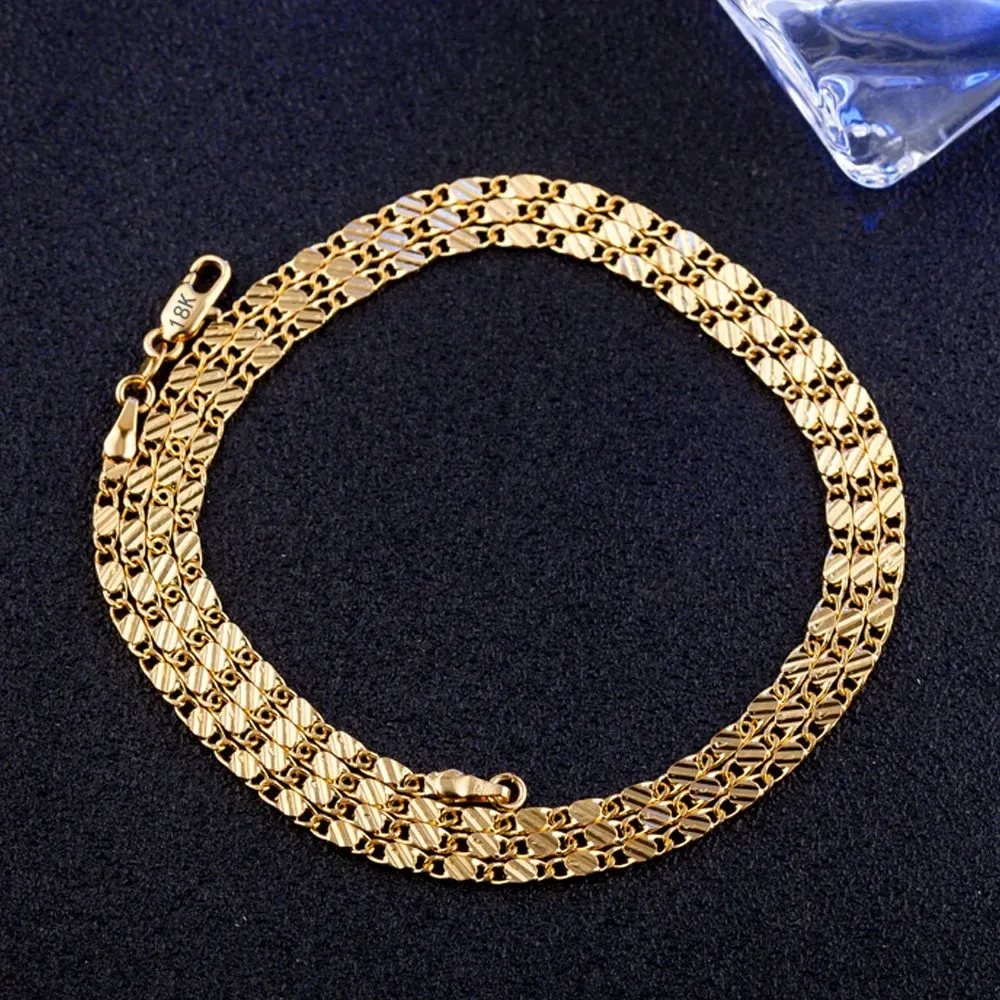 18K Gold Plated 2MM Side Chain Necklace for Women and Men, Available in 16-30 Inch Lengths, Fashion Jewelry Gift, Sterling Silver Option showcase 4