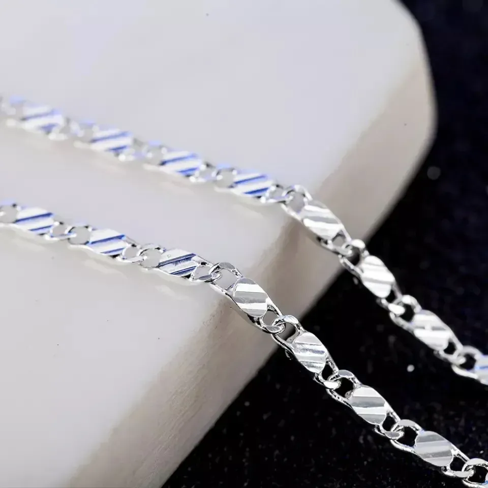 18K Gold Plated 2MM Side Chain Necklace for Women and Men, Available in 16-30 Inch Lengths, Fashion Jewelry Gift, Sterling Silver Option showcase 2