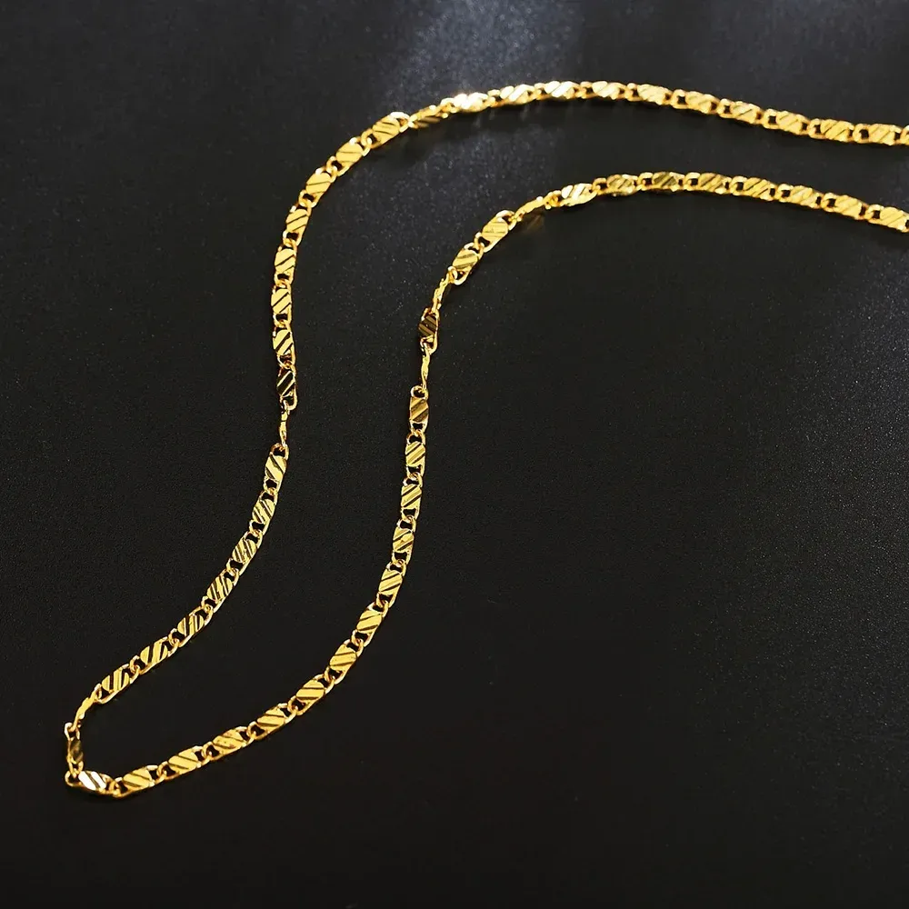 18K Gold Plated 2MM Side Chain Necklace for Women and Men, Available in 16-30 Inch Lengths, Fashion Jewelry Gift, Sterling Silver Option thumbnail 5