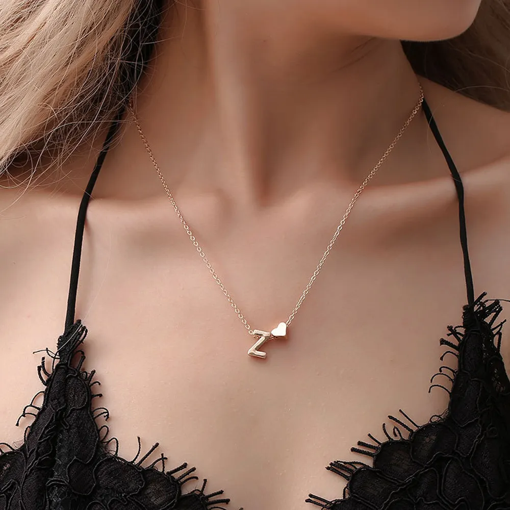 Tiny Heart Dainty Initial Necklace for Women - 18K Gold & Silver Plated Letter Pendant Choker, Adjustable 45+5cm Chain, Perfect Gift Jewelry showcase 3
