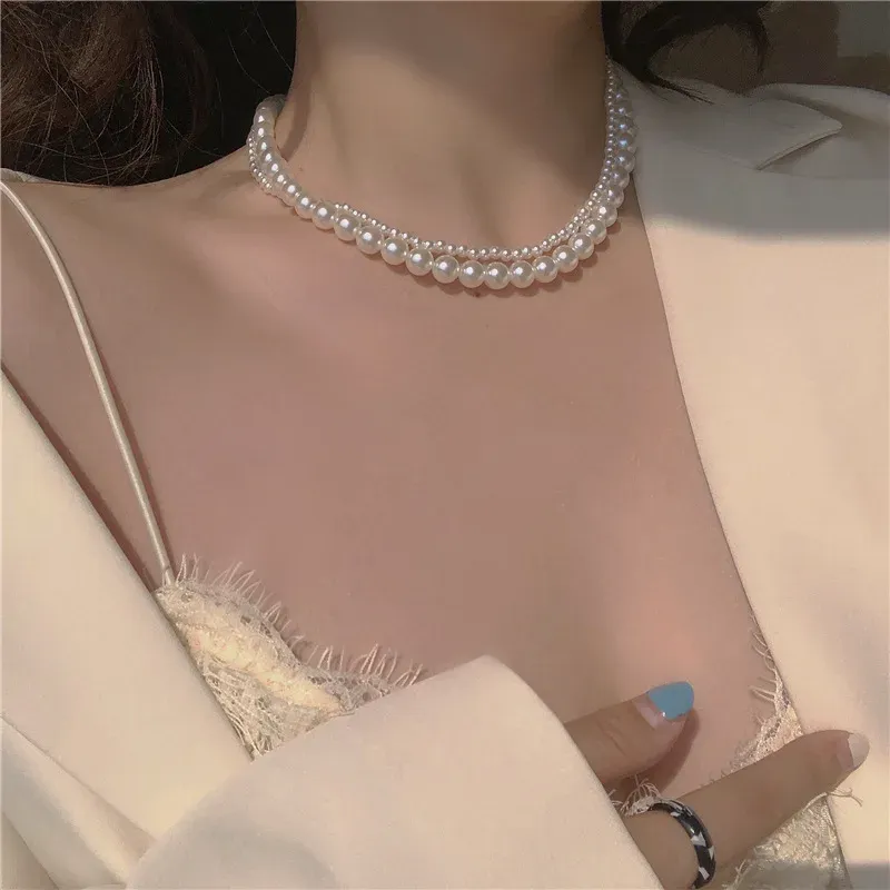 Kpop Pearl Choker Necklace for Women & Girls - Elegant Gold Color Goth Style Pendant Jewelry, Trendy 2022 Collar Chain for Neck showcase 26
