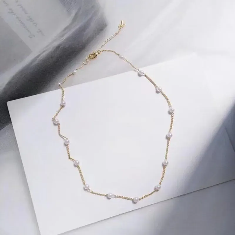 Kpop Pearl Choker Necklace for Women & Girls - Elegant Gold Color Goth Style Pendant Jewelry, Trendy 2022 Collar Chain for Neck thumbnail 2
