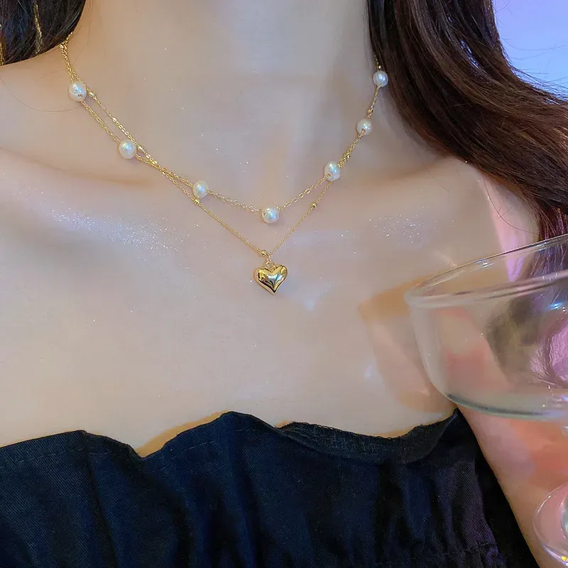 Kpop Pearl Choker Necklace for Women & Girls - Elegant Gold Color Goth Style Pendant Jewelry, Trendy 2022 Collar Chain for Neck showcase 15