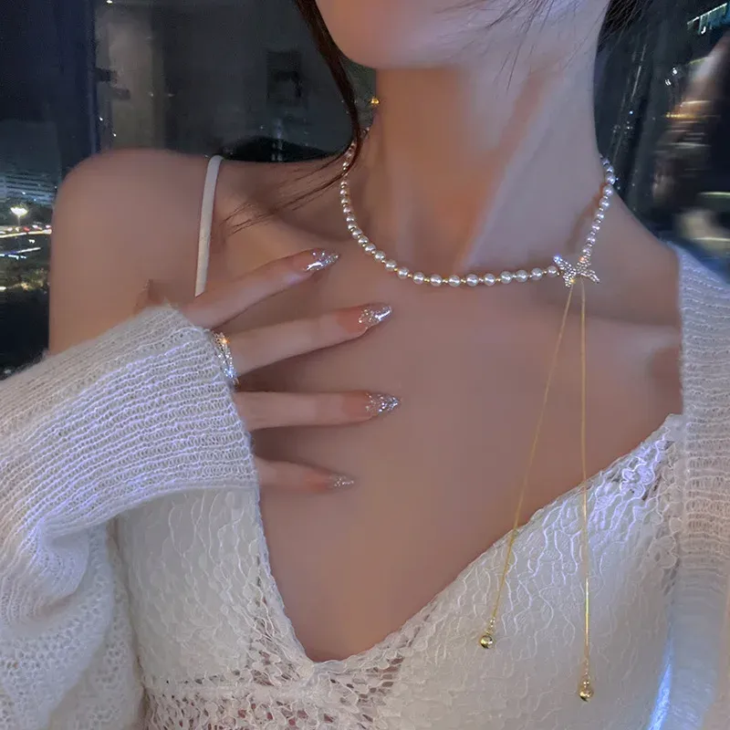 Kpop Pearl Choker Necklace for Women & Girls - Elegant Gold Color Goth Style Pendant Jewelry, Trendy 2022 Collar Chain for Neck showcase 14
