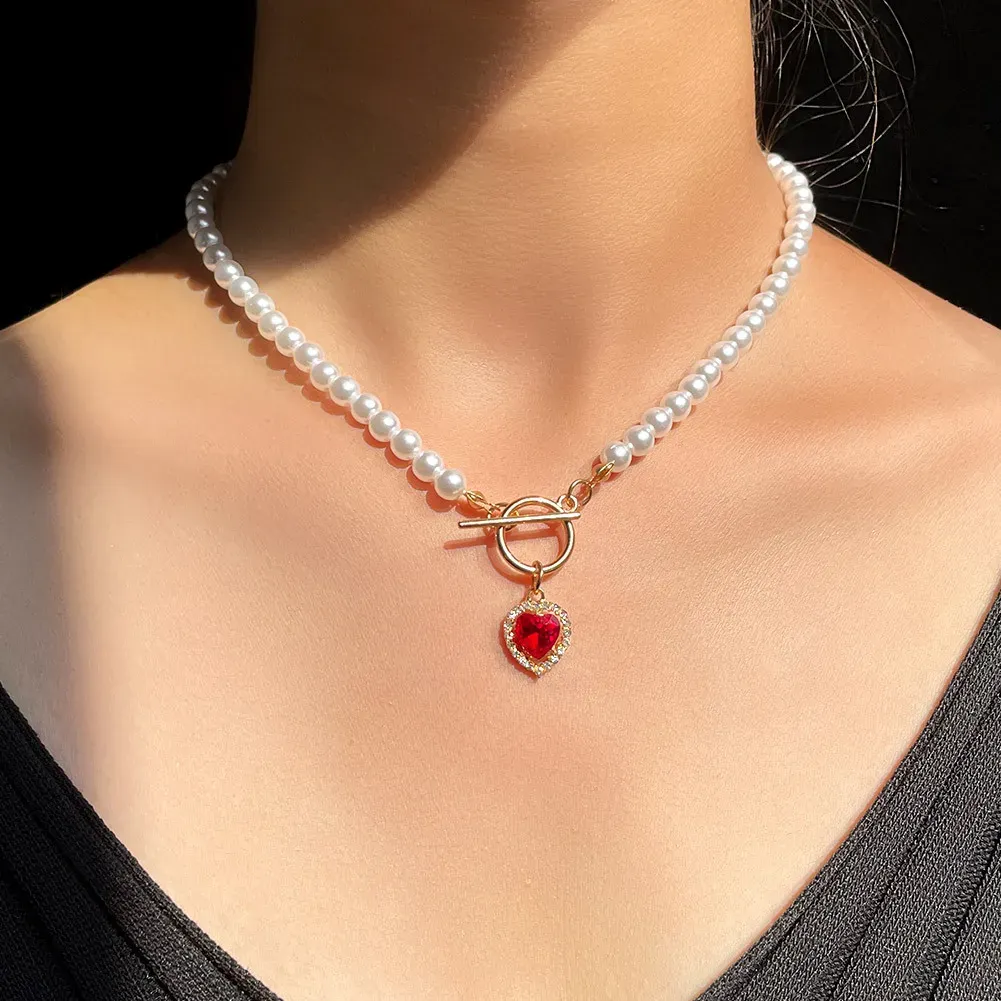 Kpop Pearl Choker Necklace for Women & Girls - Elegant Gold Color Goth Style Pendant Jewelry, Trendy 2022 Collar Chain for Neck showcase 17