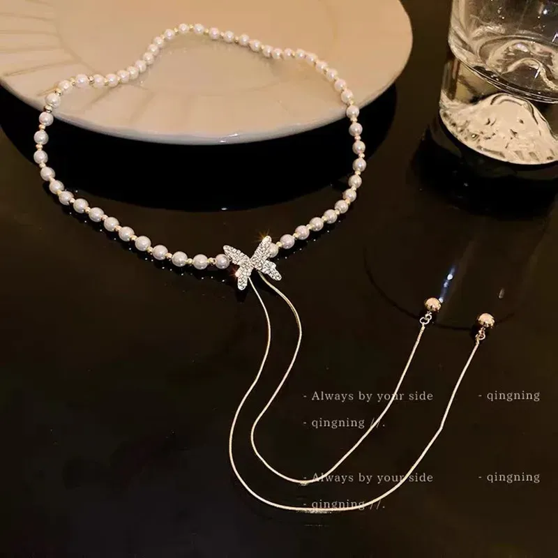 Kpop Pearl Choker Necklace for Women & Girls - Elegant Gold Color Goth Style Pendant Jewelry, Trendy 2022 Collar Chain for Neck showcase 32