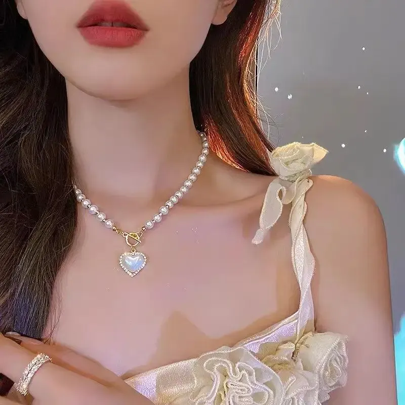 Kpop Pearl Choker Necklace for Women & Girls - Elegant Gold Color Goth Style Pendant Jewelry, Trendy 2022 Collar Chain for Neck showcase 5