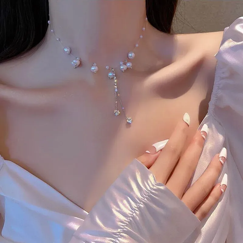 Kpop Pearl Choker Necklace for Women & Girls - Elegant Gold Color Goth Style Pendant Jewelry, Trendy 2022 Collar Chain for Neck showcase 20