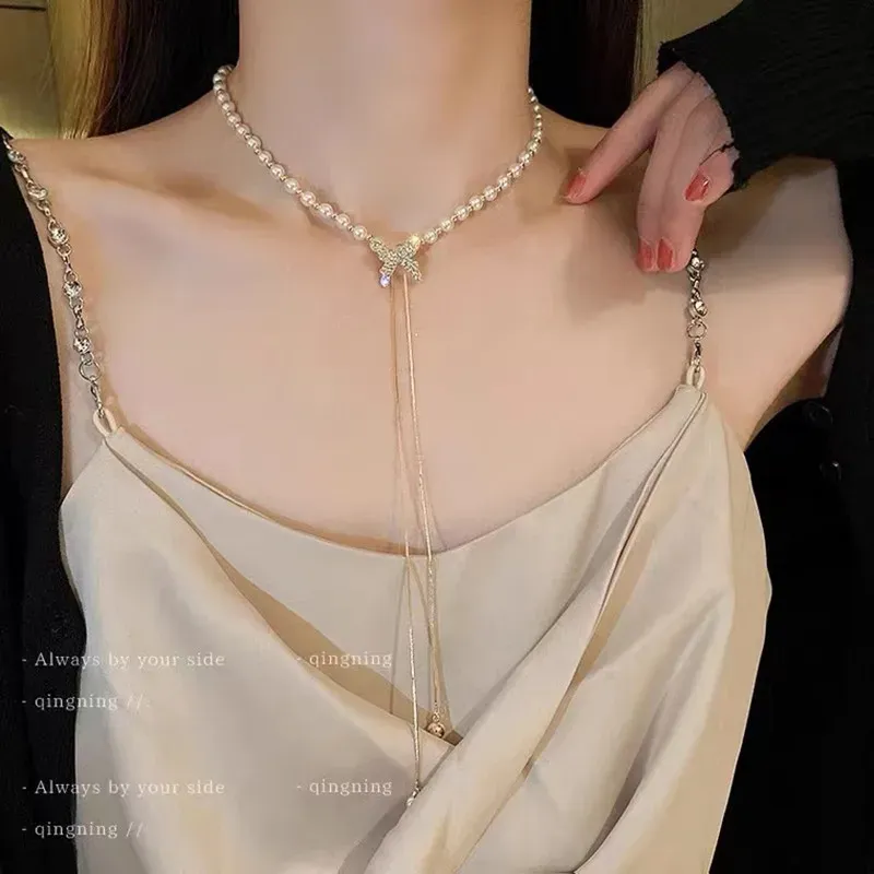 Kpop Pearl Choker Necklace for Women & Girls - Elegant Gold Color Goth Style Pendant Jewelry, Trendy 2022 Collar Chain for Neck showcase 31