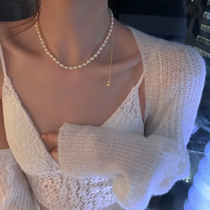 Kpop Pearl Choker Necklace for Women & Girls - Elegant Gold Color Goth Style Pendant Jewelry, Trendy 2022 Collar Chain for Neck showcase 30