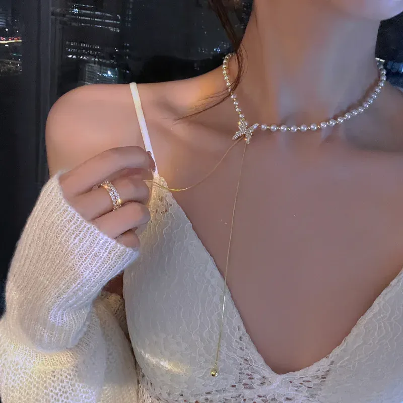 Kpop Pearl Choker Necklace for Women & Girls - Elegant Gold Color Goth Style Pendant Jewelry, Trendy 2022 Collar Chain for Neck showcase 12