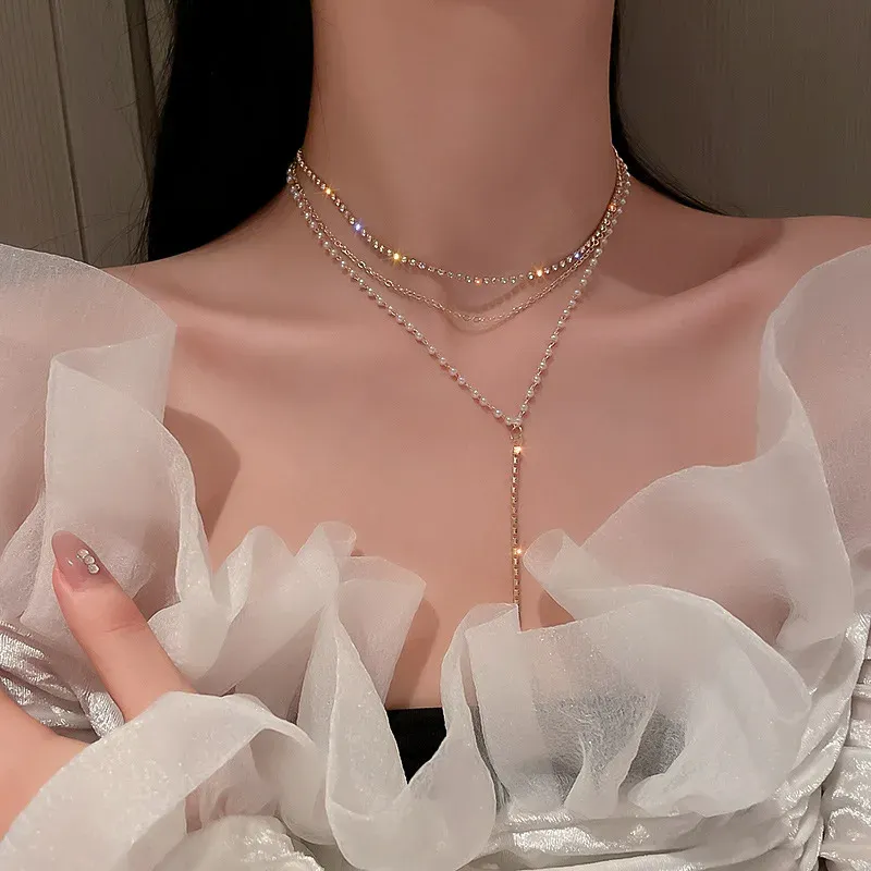 Kpop Pearl Choker Necklace for Women & Girls - Elegant Gold Color Goth Style Pendant Jewelry, Trendy 2022 Collar Chain for Neck showcase 29