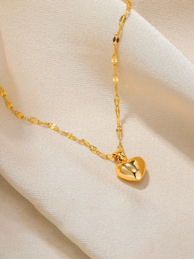 Elegant Stainless Steel Gold Beloved Charm Pendant Necklace - Trendy Clavicle Chain for Women and Girls, Perfect Holiday Gift showcase 4