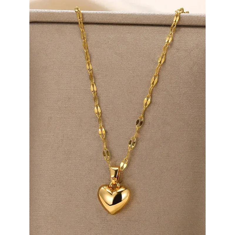 Elegant Stainless Steel Gold Beloved Charm Pendant Necklace - Trendy Clavicle Chain for Women and Girls, Perfect Holiday Gift thumbnail 2