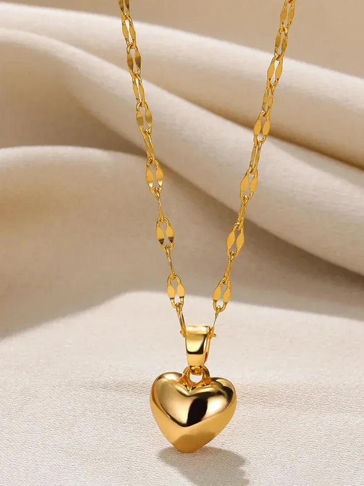 Elegant Stainless Steel Gold Beloved Charm Pendant Necklace - Trendy Clavicle Chain for Women and Girls, Perfect Holiday Gift showcase 2