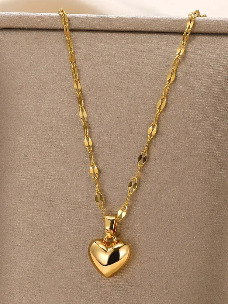 Elegant Stainless Steel Gold Beloved Charm Pendant Necklace - Trendy Clavicle Chain for Women and Girls, Perfect Holiday Gift showcase 1