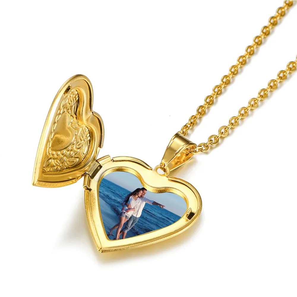Romantic Heart Locket Pendant Necklace for Women - Gold/Silver Stainless Steel Memorial Jewelry, Classic & Timeless Style, Perfect Valentine's Day Gift showcase 2