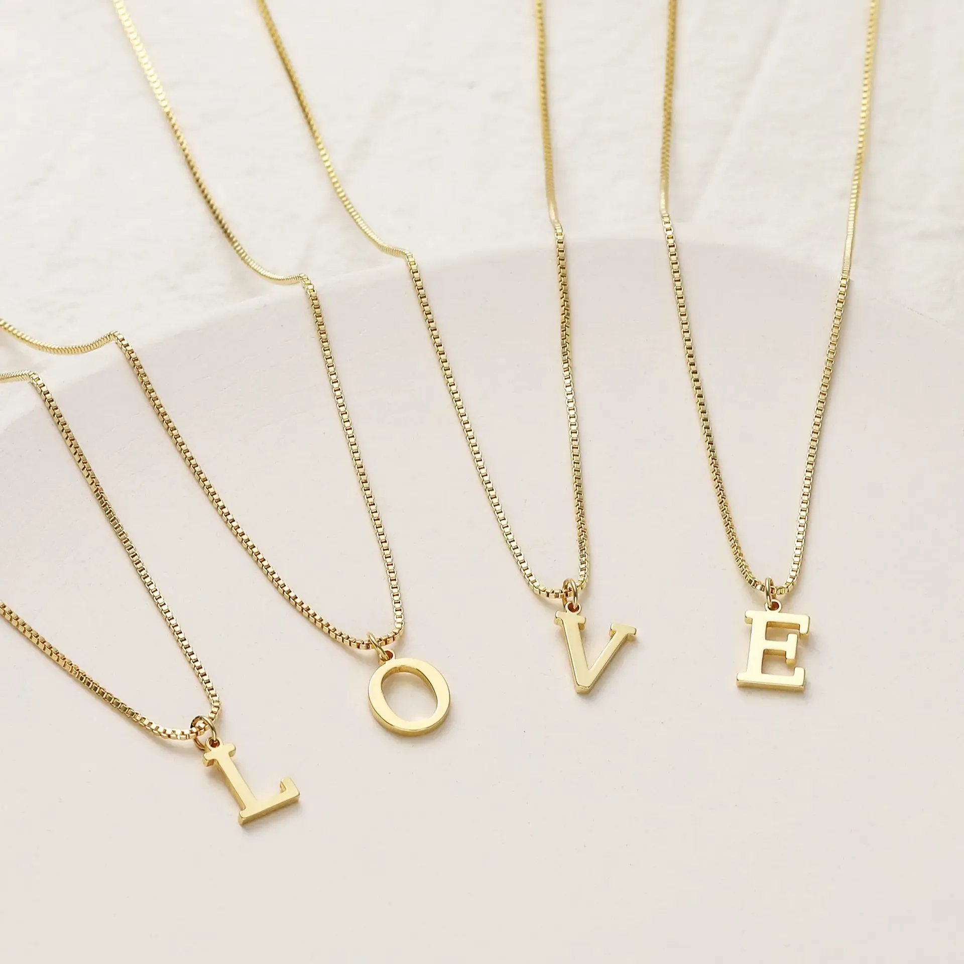 18K Gold Plated Initial Necklace for Women - Cute A-Z Letter Pendant with Stainless Steel Box Chain thumbnail 2