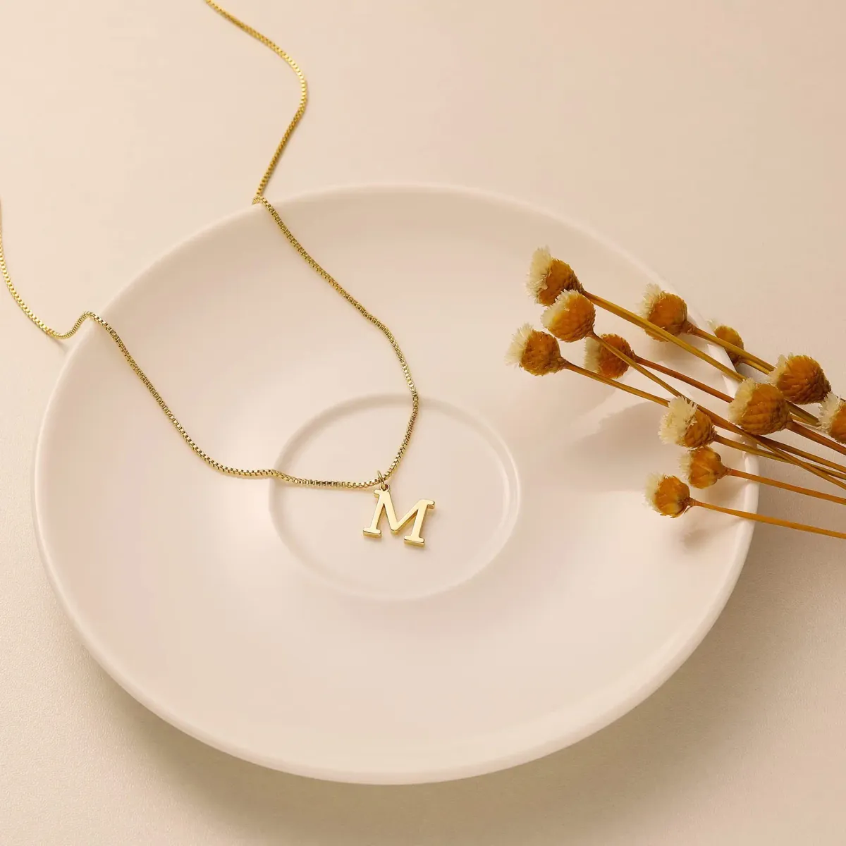 18K Gold Plated Initial Necklace for Women - Cute A-Z Letter Pendant with Stainless Steel Box Chain showcase 3
