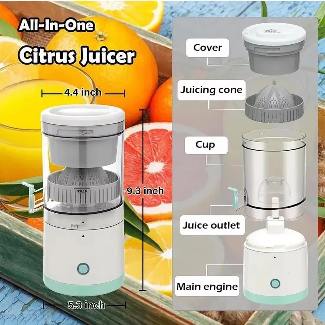 Portable Automatic USB Juicer Cup - Electric Citrus Fruit Juicer Machine for Oranges, Lemons, Apples - Easy Clean, 400ml Capacity, Ideal for Healthy Drinks in Ghana thumbnail 3