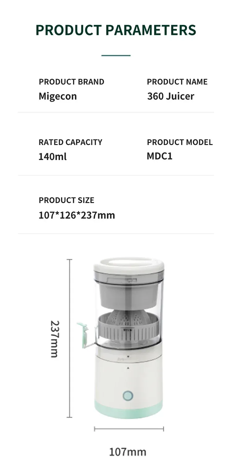Portable Automatic USB Juicer Cup - Electric Citrus Fruit Juicer Machine for Oranges, Lemons, Apples - Easy Clean, 400ml Capacity, Ideal for Healthy Drinks in Ghana showcase 15