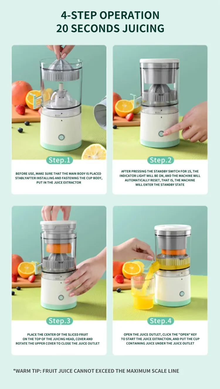Portable Automatic USB Juicer Cup - Electric Citrus Fruit Juicer Machine for Oranges, Lemons, Apples - Easy Clean, 400ml Capacity, Ideal for Healthy Drinks in Ghana showcase 5