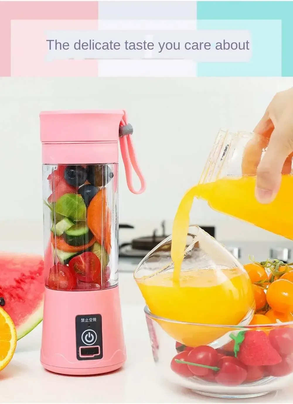 Portable Mini Electric Juicer USB Rechargeable Smoothie Maker | Automatic Fresh Squeezer for Fruit, Orange, Lemon | Compact Kitchen Blender for On-the-Go thumbnail 4