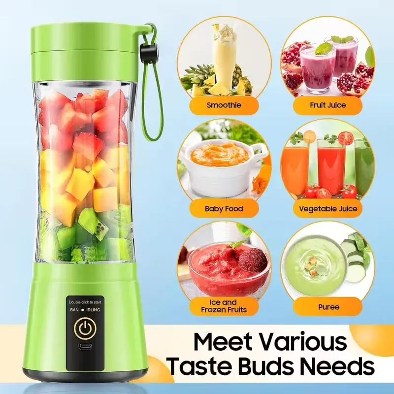 380ml Portable Electric Juicer Blender - USB Rechargeable Mini Smoothie Maker with 6-Blade Power, Ideal for Household Kitchen, Travel, and Protein Shakes thumbnail 1