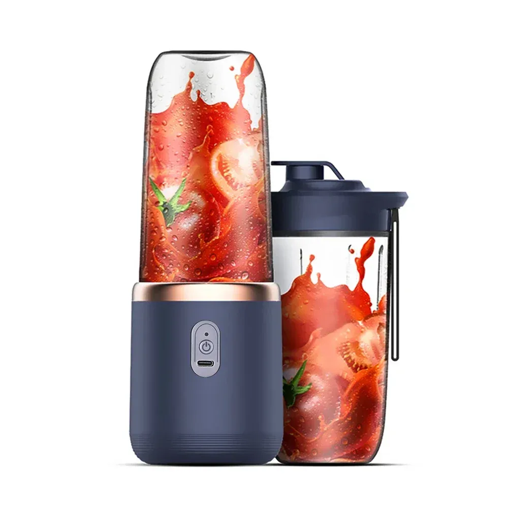 Portable Electric Juicer Blender 6 Blades USB Rechargeable 400ML Travel Cups for Smoothies & Fresh Fruit Juice - Blue thumbnail 1