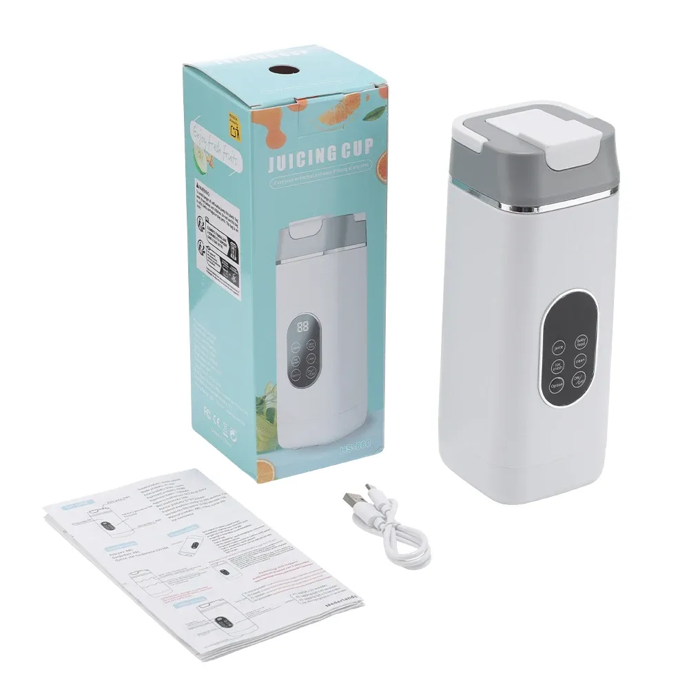 Portable Electric Juicer Blender 6 Blades USB Rechargeable 400ML Travel Cups for Smoothies & Fresh Fruit Juice - Blue showcase 26