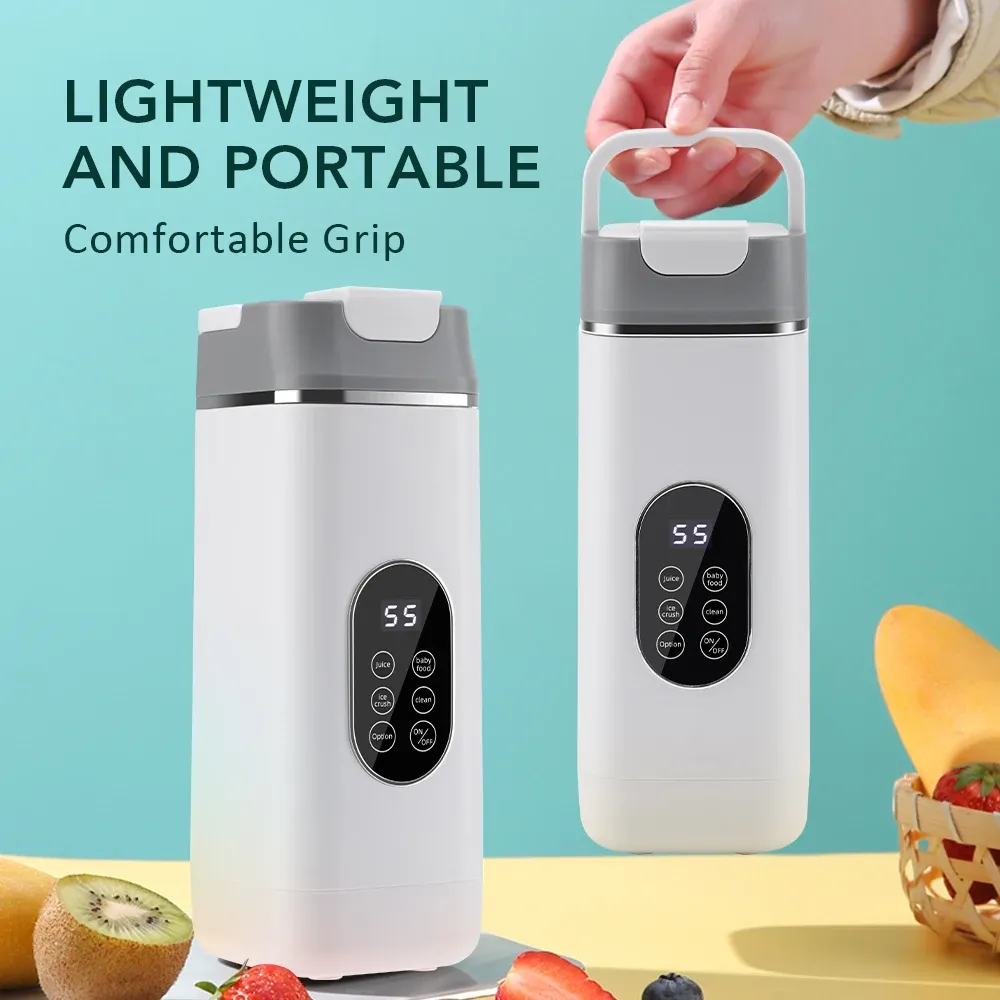 Portable Electric Juicer Blender 6 Blades USB Rechargeable 400ML Travel Cups for Smoothies & Fresh Fruit Juice - Blue showcase 18