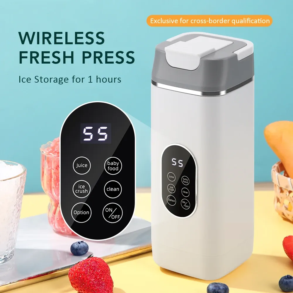 Portable Electric Juicer Blender 6 Blades USB Rechargeable 400ML Travel Cups for Smoothies & Fresh Fruit Juice - Blue showcase 17