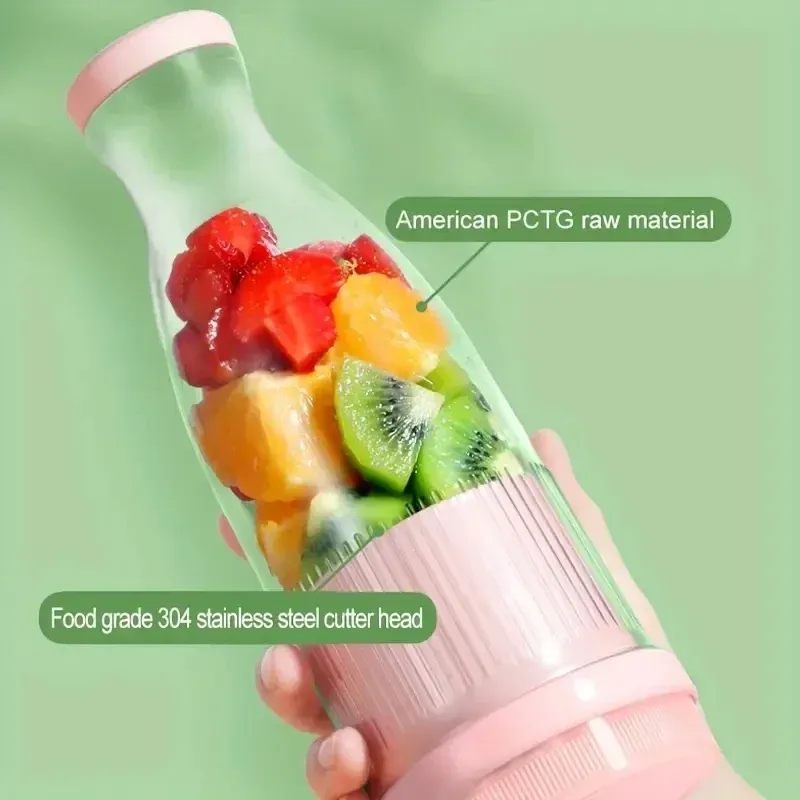Portable Electric Juicer Cup Blender - USB Rechargeable, 6 Blades, Mini Fruit Mixer for Smoothies & Milkshakes, Ideal for On-the-Go Freshness thumbnail 2