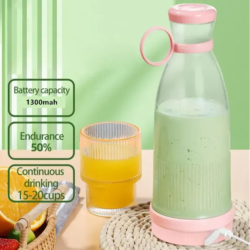 Portable Electric Juicer Cup Blender - USB Rechargeable, 6 Blades, Mini Fruit Mixer for Smoothies & Milkshakes, Ideal for On-the-Go Freshness thumbnail 5