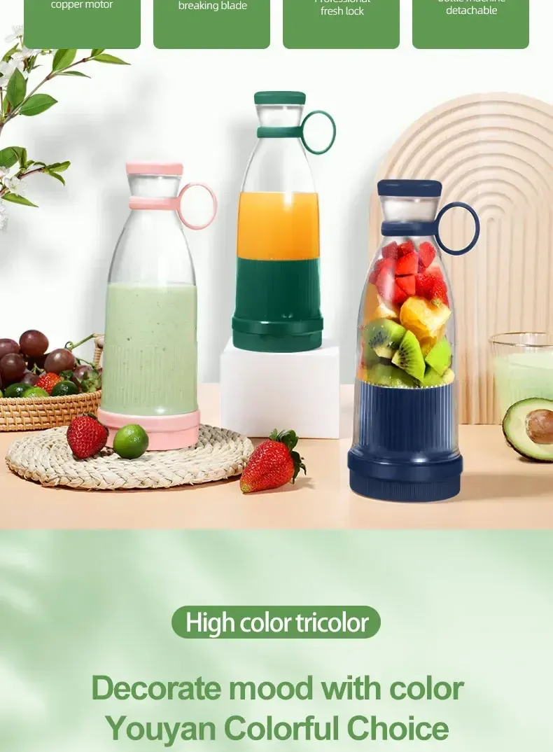 Portable Electric Juicer Cup Blender - USB Rechargeable, 6 Blades, Mini Fruit Mixer for Smoothies & Milkshakes, Ideal for On-the-Go Freshness showcase 3