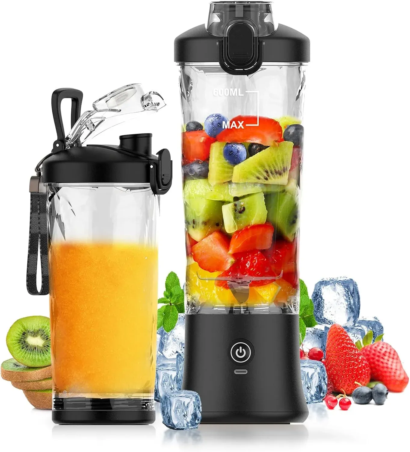 Portable 600ML Juicer Cup Blender 4000mAh USB-C Rechargeable Mini Smoothie Maker with 10-Leaf Blades, Powerful 150W Motor for Shakes, Smoothies, Outdoor Use thumbnail 1