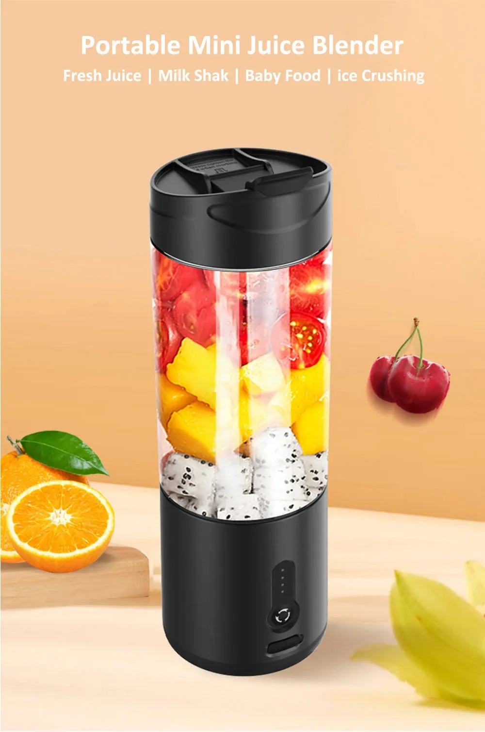 Mini Portable Blender Electric Juicer for Smoothies & Fresh Juice | Rechargeable 530ml Fruit Mixer with 4000mAh Battery, 150W High-Speed Motor, Crushes Ice | Perfect for On-the-Go showcase 1