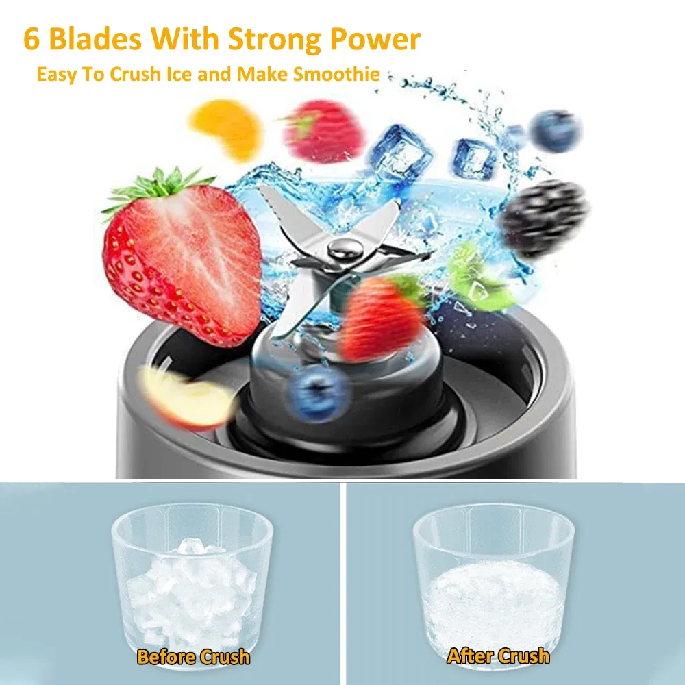 Mini Portable Blender Electric Juicer for Smoothies & Fresh Juice | Rechargeable 530ml Fruit Mixer with 4000mAh Battery, 150W High-Speed Motor, Crushes Ice | Perfect for On-the-Go thumbnail 3