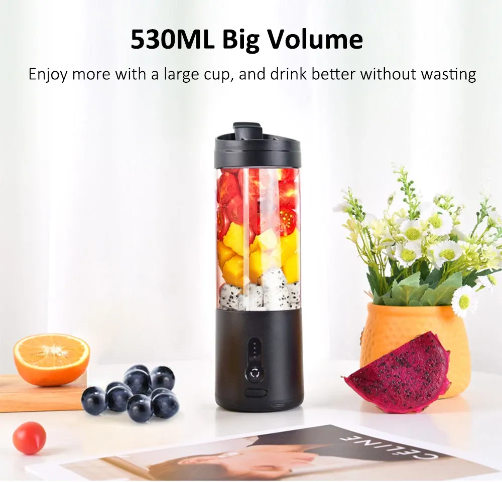 Mini Portable Blender Electric Juicer for Smoothies & Fresh Juice | Rechargeable 530ml Fruit Mixer with 4000mAh Battery, 150W High-Speed Motor, Crushes Ice | Perfect for On-the-Go showcase 9