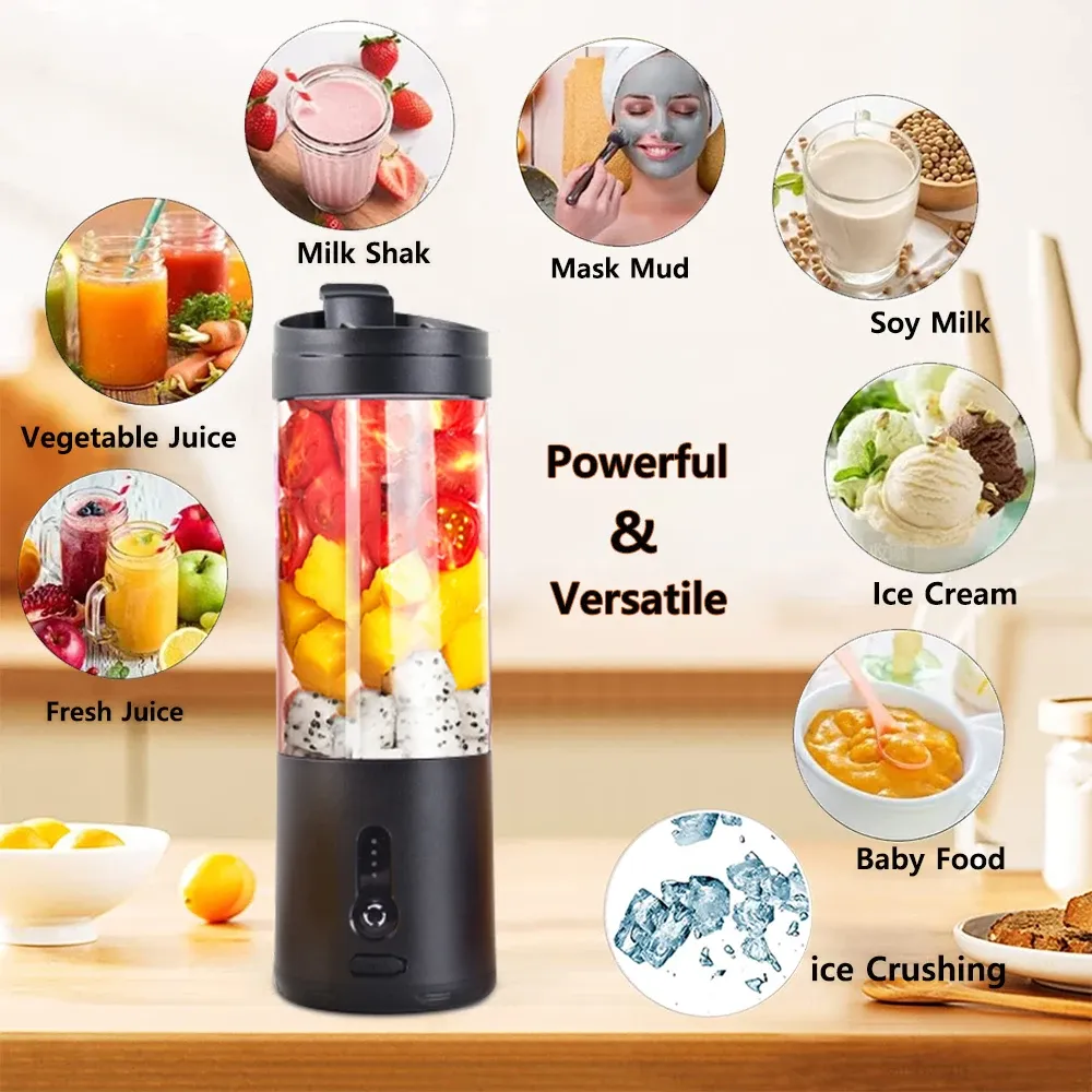 Mini Portable Blender Electric Juicer for Smoothies & Fresh Juice | Rechargeable 530ml Fruit Mixer with 4000mAh Battery, 150W High-Speed Motor, Crushes Ice | Perfect for On-the-Go showcase 3