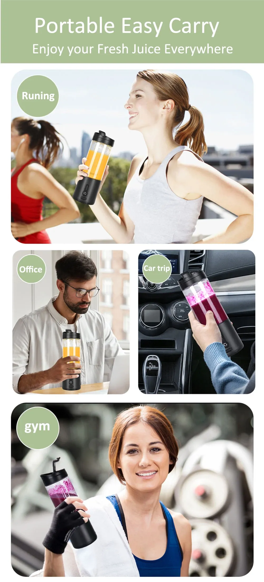 Mini Portable Blender Electric Juicer for Smoothies & Fresh Juice | Rechargeable 530ml Fruit Mixer with 4000mAh Battery, 150W High-Speed Motor, Crushes Ice | Perfect for On-the-Go showcase 15