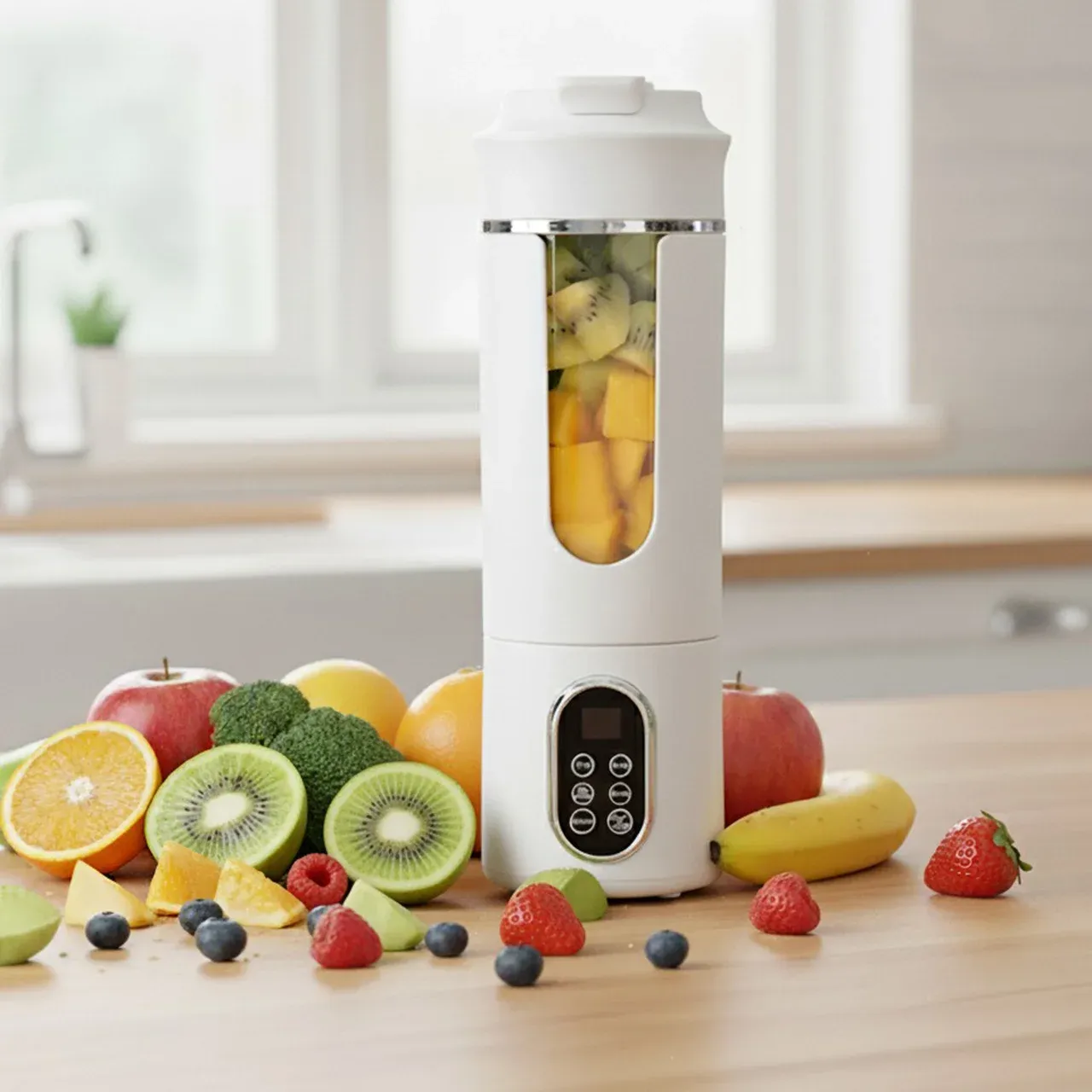 Portable 530ml Wireless Juicer Blender with 12 Blades, USB Charging, Crushed Ice Function, and Auto-Cleaning - Perfect for Fresh Juices On-the-Go thumbnail 1