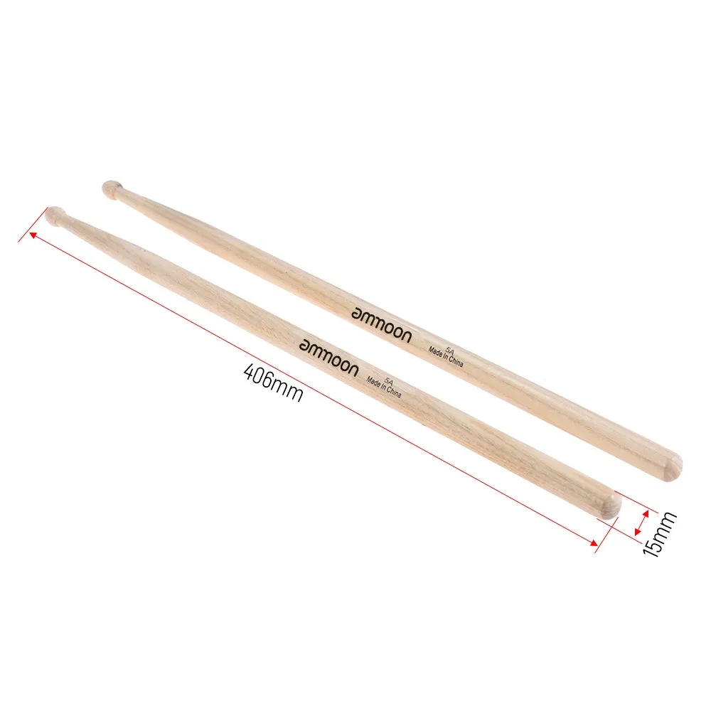 ammoon 5A/7A Wooden Drumsticks Set - 3 or 12 Pairs of Fraxinus Mandshurica Wood Drum Sticks for Beginners & Professionals, Smooth Finish, Balanced Response for Various Music Styles thumbnail 6