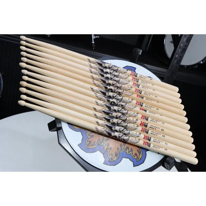 Premium Maple Wood Drum Sticks 5A 7A 5B - Durable, Lightweight, Ergonomic Design for All Drummers